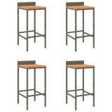 NNEVL Bar Stools 4 pcs Grey Poly Rattan and Solid Wood Acacia