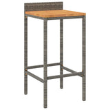 NNEVL Bar Stools 4 pcs Grey Poly Rattan and Solid Wood Acacia