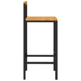NNEVL Bar Stools 2 pcs Black Poly Rattan and Solid Wood Acacia