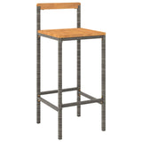 NNEVL Bar Stools 2 pcs Grey Poly Rattan and Solid Wood Acacia