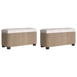 NNEVL Storage Benches 2 pcs with Grey Cushion 69 cm Cattail