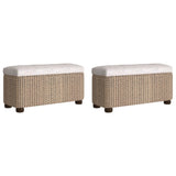 NNEVL Storage Benches 2 pcs with Grey Cushion 69 cm Cattail