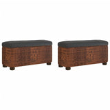 NNEVL Storage Benches 2 pcs with Brown Cushion 69 cm Cattail