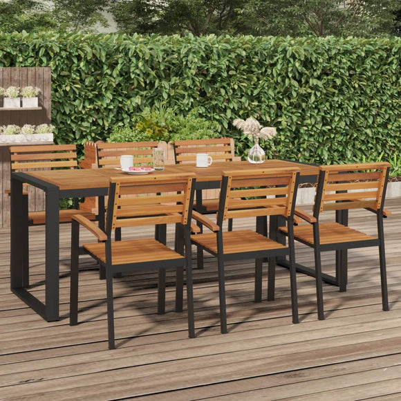 NNEVL Garden Table with U-shaped Legs 200x90x75 cm Solid Wood Acacia