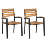 NNEVL Stackable Garden Chairs 2 pcs Solid Wood Acacia and Metal