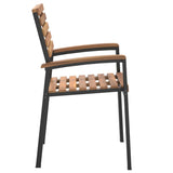 NNEVL Stackable Garden Chairs 2 pcs Solid Wood Acacia and Metal