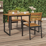 NNEVL Stackable Garden Chairs 2 pcs Solid Wood Acacia and Metal