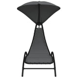 NNEVL Sun Lounger with Canopy Dark Grey 167x80x195 cm Fabric&Steel