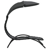 NNEVL Sun Lounger with Canopy Dark Grey 167x80x195 cm Fabric&Steel
