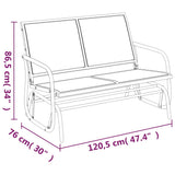 NNEVL Garden Glider Bench Black 120.5x76x86.5 cm Textilene&Steel