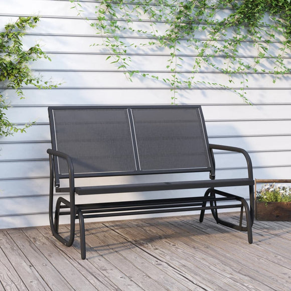 NNEVL Garden Glider Bench Black 120.5x76x86.5 cm Textilene&Steel