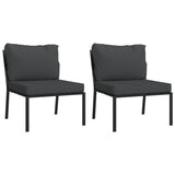 NNEVL Garden Chairs with Grey Cushions 2 pcs 60x74x79 cm Steel