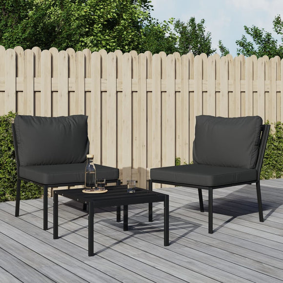 NNEVL Garden Chairs with Grey Cushions 2 pcs 60x74x79 cm Steel