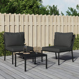 NNEVL Garden Chairs with Grey Cushions 2 pcs 60x74x79 cm Steel