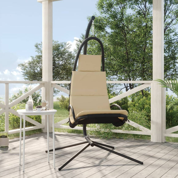 NNEVL Garden Swing Chair with Cushion Cream Oxford Fabric and Steel