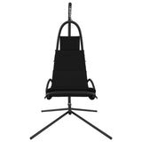 NNEVL Garden Swing Chair with Cushion Black Oxford Fabric and Steel