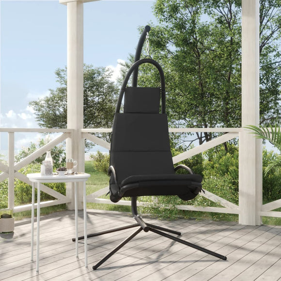 NNEVL Garden Swing Chair with Cushion Dark Grey Oxford Fabric&Steel
