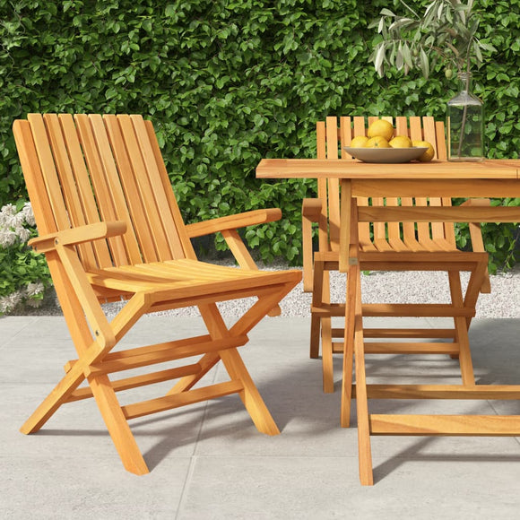 NNEVL Folding Garden Chairs 2 pcs 61x67x90 cm Solid Wood Teak