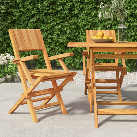 NNEVL Folding Garden Chairs 2 pcs 55x61x90 cm Solid Wood Teak