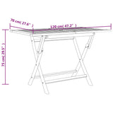 NNEVL Folding Garden Table Grey 120x70x75 cm Solid Wood Teak