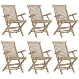 NNEVL 7 Piece Garden Dining Set Grey Solid Wood Teak