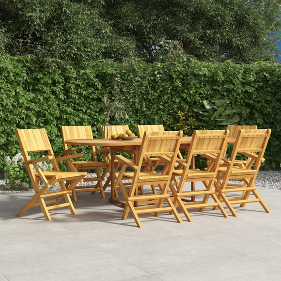 NNEVL Folding Garden Chairs 8 pcs 55x61x90 cm Solid Wood Teak