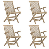 NNEVL Folding Garden Chairs 4 pcs Grey 56x61x89 cm Solid Wood Teak