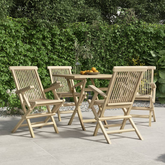 NNEVL Folding Garden Chairs 4 pcs Grey 56x61x89 cm Solid Wood Teak