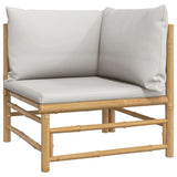 NNEVL Garden Corner Sofas with Light Grey Cushions 2 pcs Bamboo