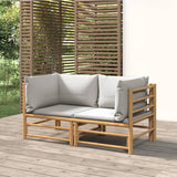 NNEVL Garden Corner Sofas with Light Grey Cushions 2 pcs Bamboo