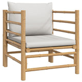 NNEVL 8 Piece Garden Lounge Set with Light Grey Cushions Bamboo