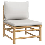 NNEVL 11 Piece Garden Lounge Set with Light Grey Cushions Bamboo