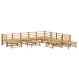 NNEVL 12 Piece Garden Lounge Set with Light Grey Cushions Bamboo