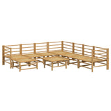 NNEVL 9 Piece Garden Lounge Set with Light Grey Cushions Bamboo