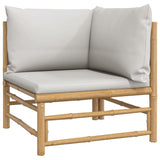 NNEVL 9 Piece Garden Lounge Set with Light Grey Cushions Bamboo