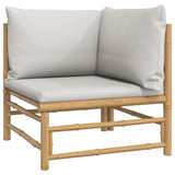 NNEVL 3 Piece Garden Lounge Set with Light Grey Cushions Bamboo