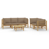 NNEVL 6 Piece Garden Lounge Set with Taupe Cushions  Bamboo