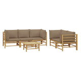 NNEVL 6 Piece Garden Lounge Set with Taupe Cushions  Bamboo