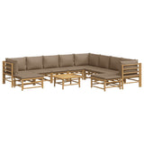 NNEVL 11 Piece Garden Lounge Set with Taupe Cushions  Bamboo
