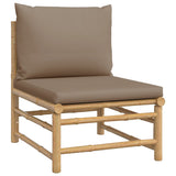 NNEVL 11 Piece Garden Lounge Set with Taupe Cushions  Bamboo