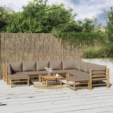 NNEVL 11 Piece Garden Lounge Set with Taupe Cushions  Bamboo