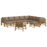 NNEVL 12 Piece Garden Lounge Set with Taupe Cushions  Bamboo