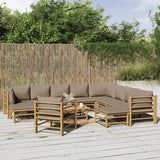 NNEVL 12 Piece Garden Lounge Set with Taupe Cushions  Bamboo