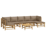 NNEVL 8 Piece Garden Lounge Set with Taupe Cushions  Bamboo