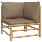 NNEVL 8 Piece Garden Lounge Set with Taupe Cushions  Bamboo