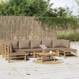 NNEVL 8 Piece Garden Lounge Set with Taupe Cushions  Bamboo