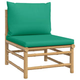 NNEVL 4 Piece Garden Lounge Set with Green Cushions  Bamboo
