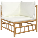 NNEVL 4 Piece Garden Lounge Set with Cream White Cushions Bamboo