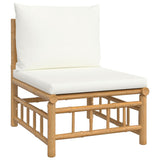 NNEVL 4 Piece Garden Lounge Set with Cream White Cushions Bamboo