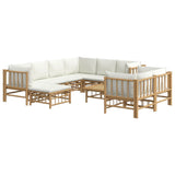 NNEVL 10 Piece Garden Lounge Set with Cream White Cushions  Bamboo